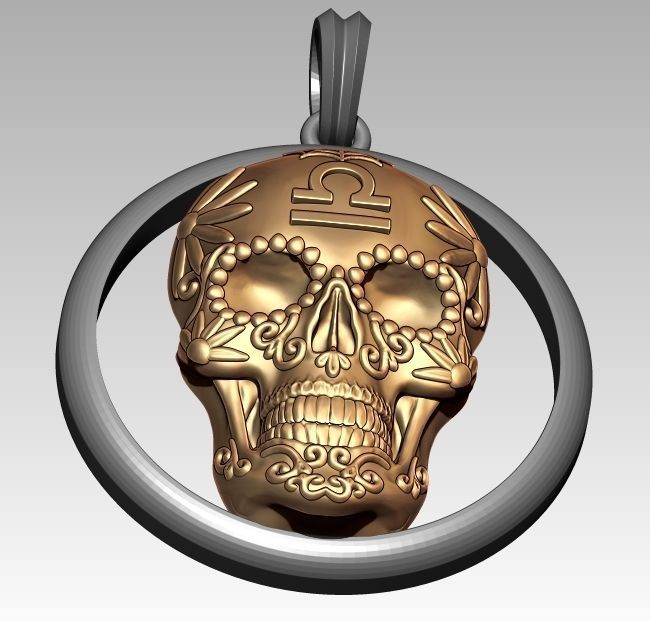 Skeleton Zodiac Libra Pendant 3D print model_3
