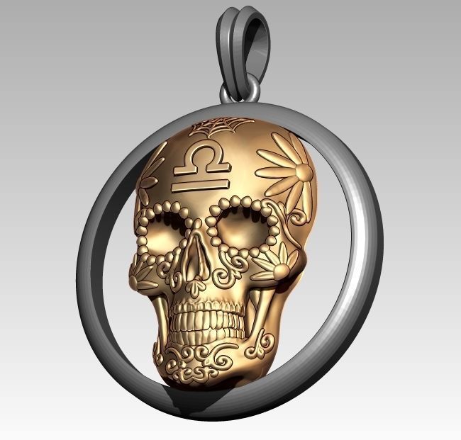 Skeleton Zodiac Libra Pendant 3D print model_1