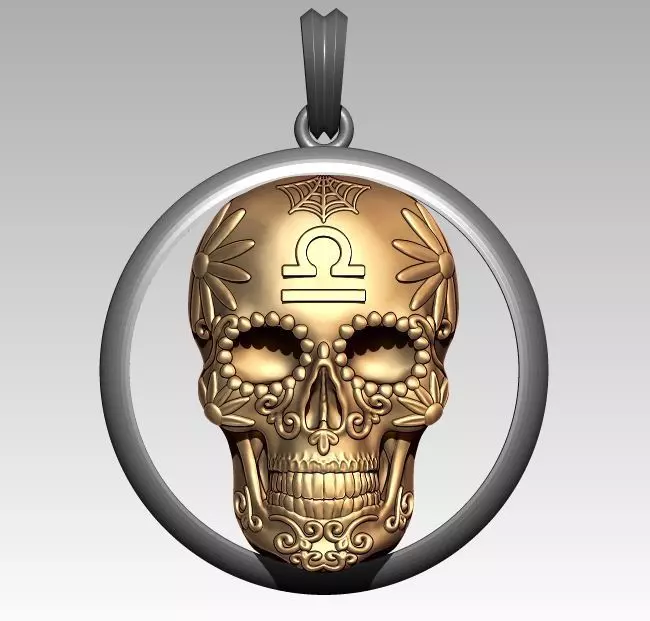 Skeleton Zodiac Libra Pendant 3D print model_0