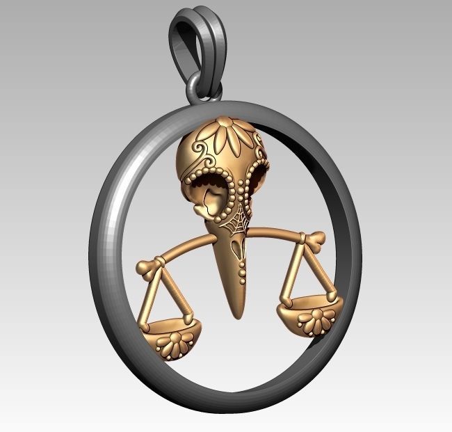 Skeleton Zodiac Libra Pendant 3D print model_2