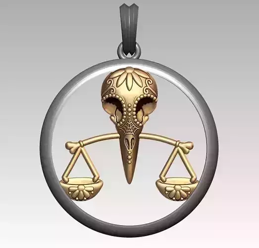 Skeleton Zodiac Libra Pendant 3D print model