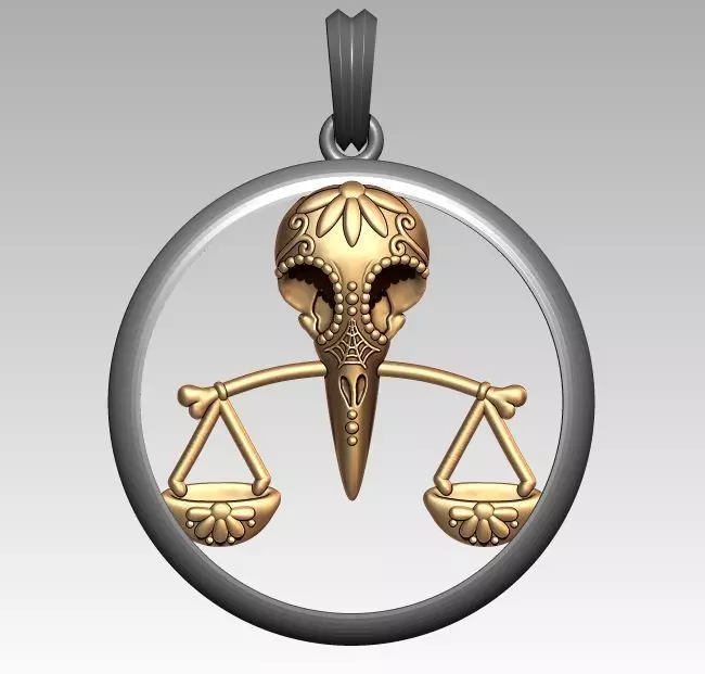 Skeleton Zodiac Libra Pendant 3D print model_0