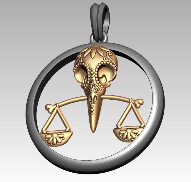 Skeleton Zodiac Libra Pendant 3D print model_1