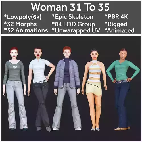 Woman 31 To 35 With 52 Animations 32 Morphs