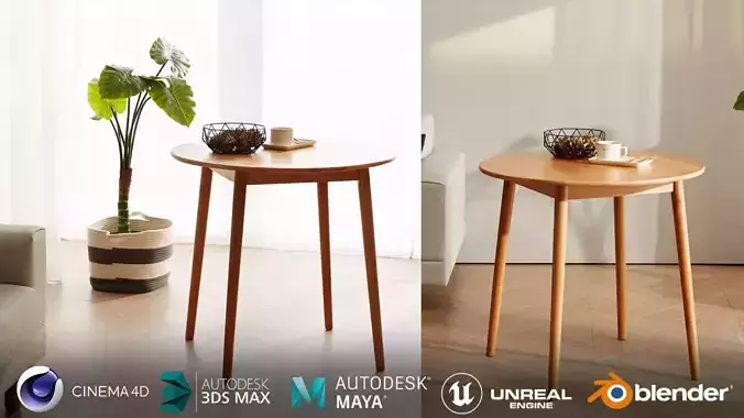 Wood round dining table