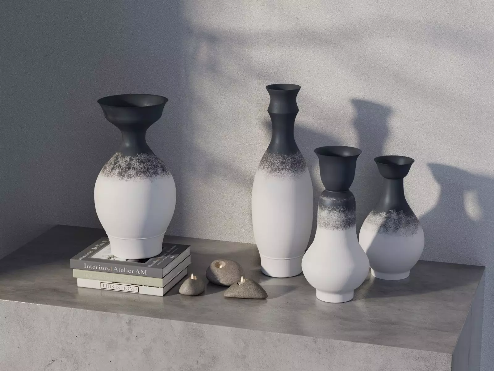 Mykonos Vases with Books 3D model_0