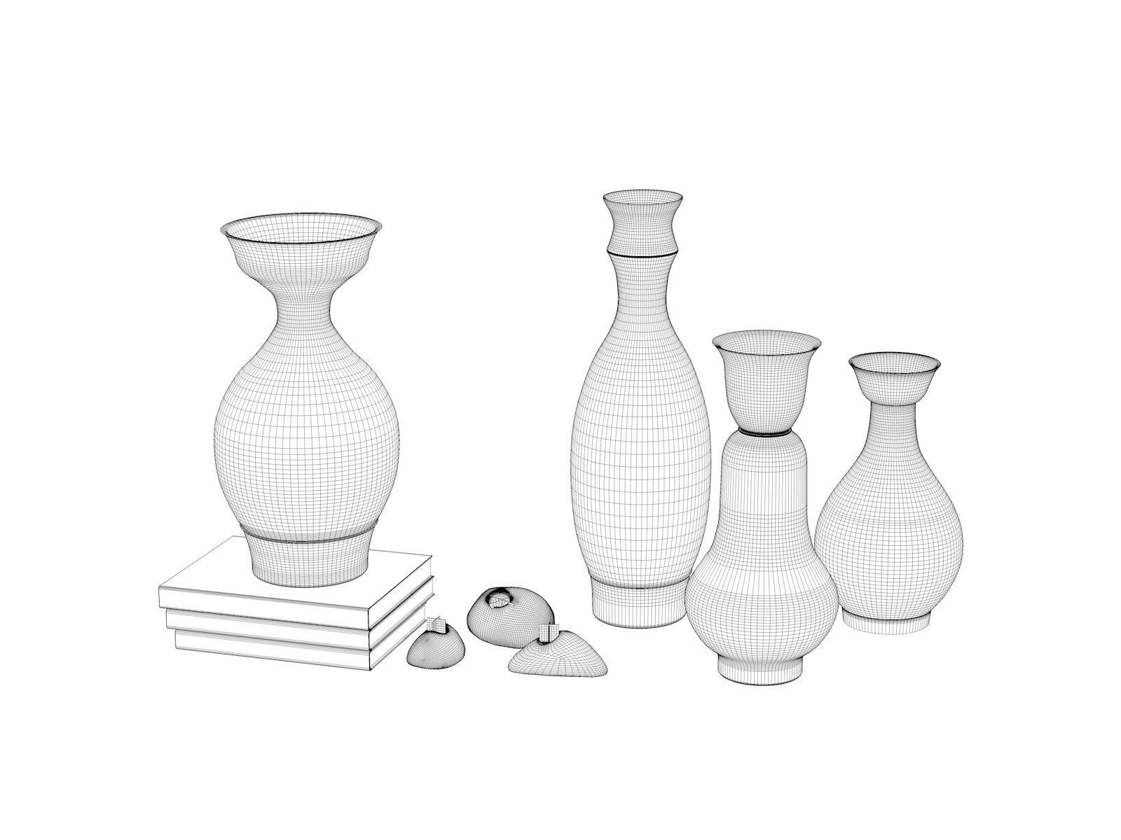 Mykonos Vases with Books 3D model_3
