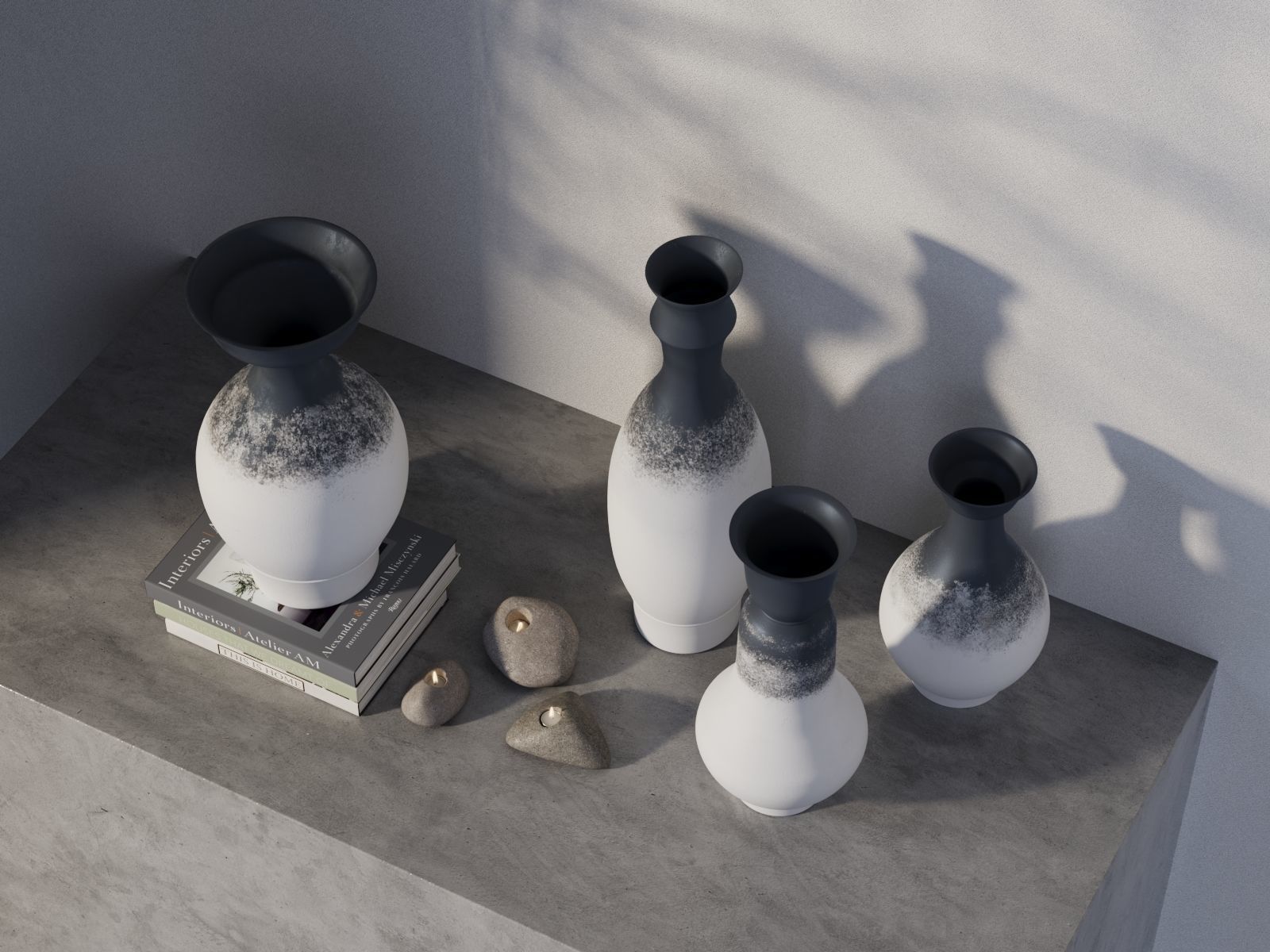 Mykonos Vases with Books 3D model_1