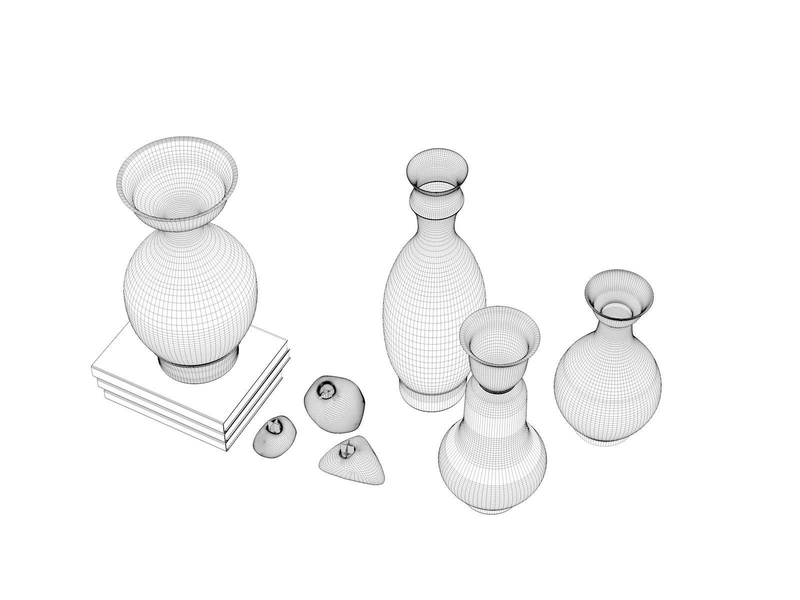 Mykonos Vases with Books 3D model_4