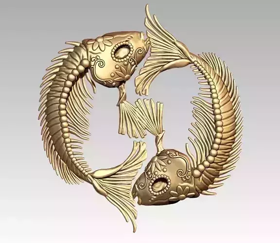  Skeleton Zodiac Pisces pendant 3D print model