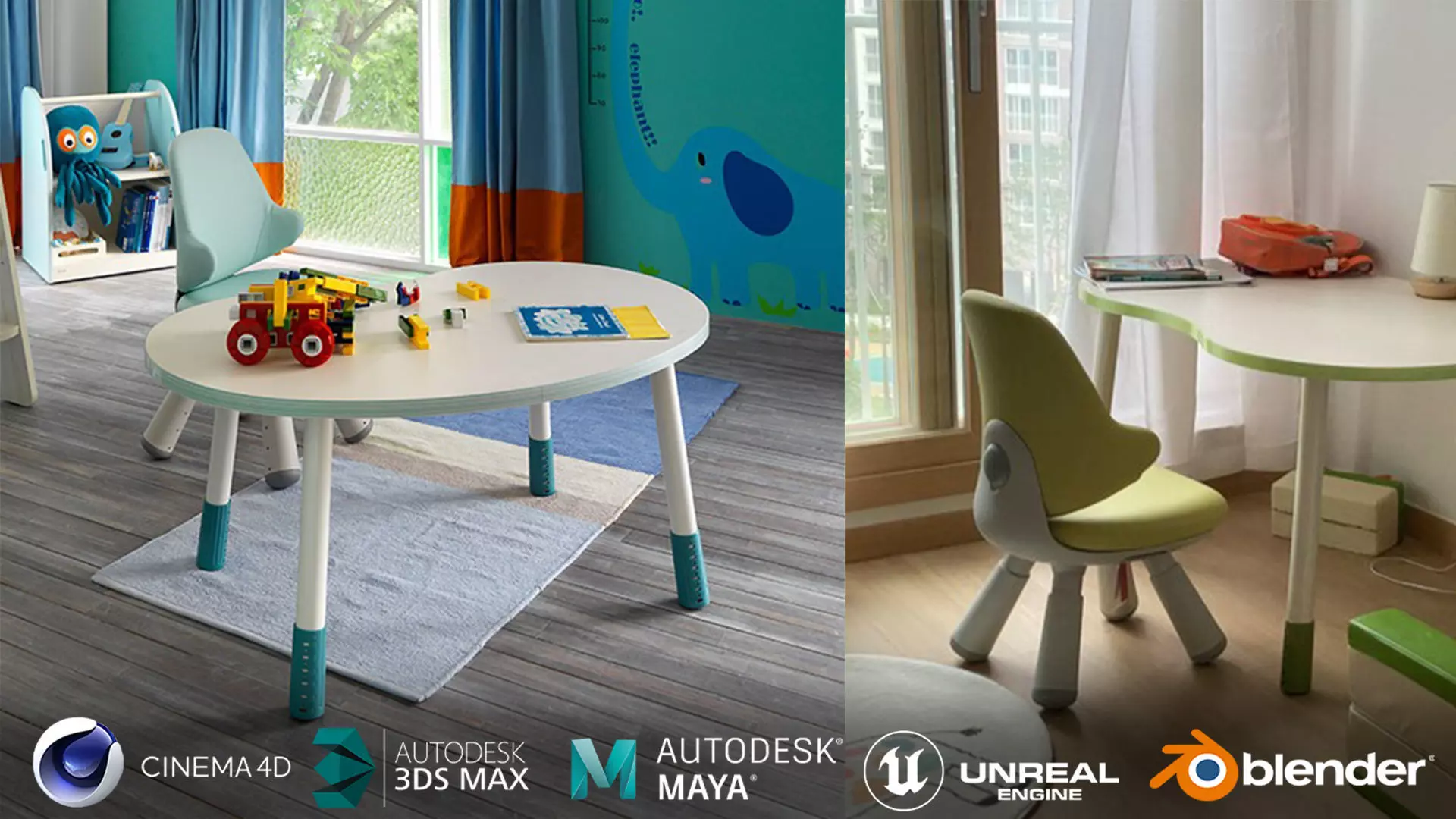 Peanut 1200 High Desk 3D model_0