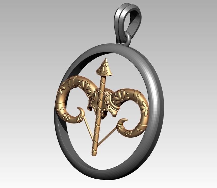 Skeleton Zodiac Sagittarius Pendant 3D print model_2