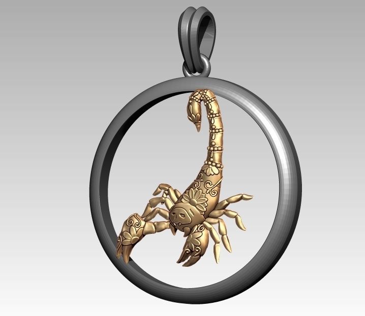 Skeleton Zodiac Scorpio Pendant 3D print model_1