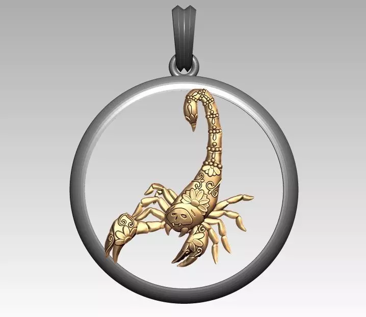 Skeleton Zodiac Scorpio Pendant 3D print model_0