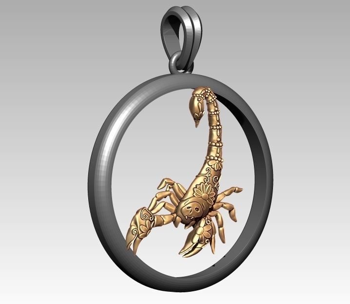 Skeleton Zodiac Scorpio Pendant 3D print model_2