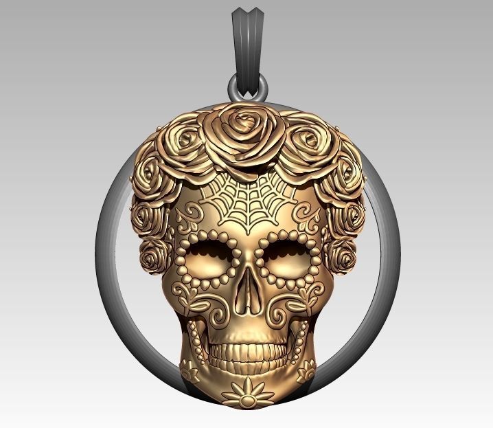 Zodiac Virgo Skeleton Pendant 3D print model_3