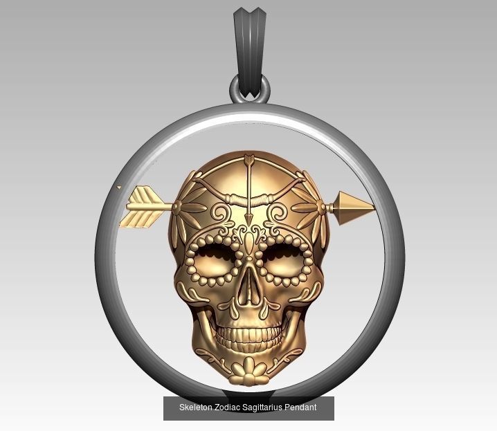 Horoscope Skeleton Pendant 3D Model Collection_12