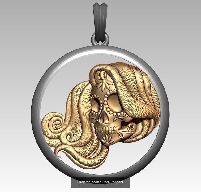 Horoscope Skeleton Pendant 3D Model Collection_10