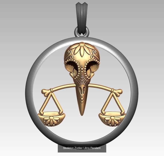 Horoscope Skeleton Pendant 3D Model Collection_9