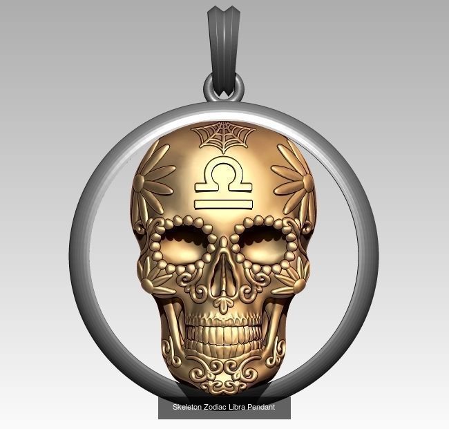 Horoscope Skeleton Pendant 3D Model Collection_8