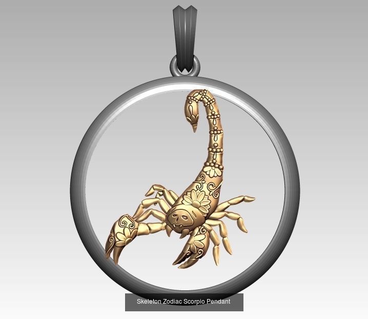 Horoscope Skeleton Pendant 3D Model Collection_14