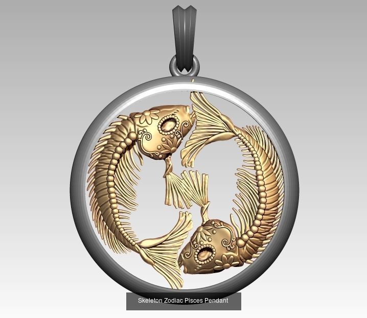 Horoscope Skeleton Pendant 3D Model Collection_11