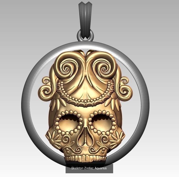 Horoscope Skeleton Pendant 3D Model Collection_1
