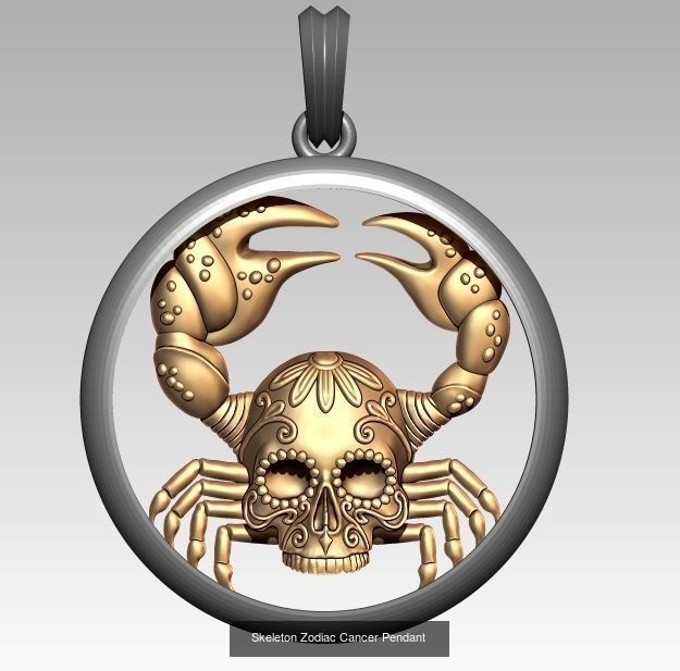 Horoscope Skeleton Pendant 3D Model Collection_3