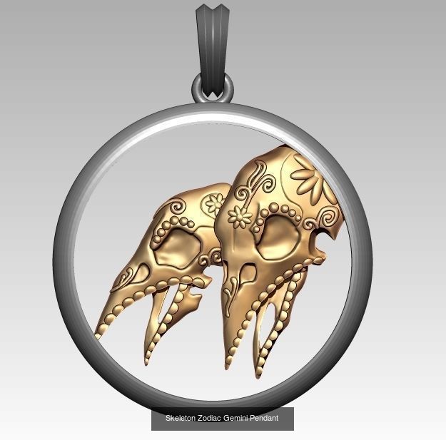 Horoscope Skeleton Pendant 3D Model Collection_5