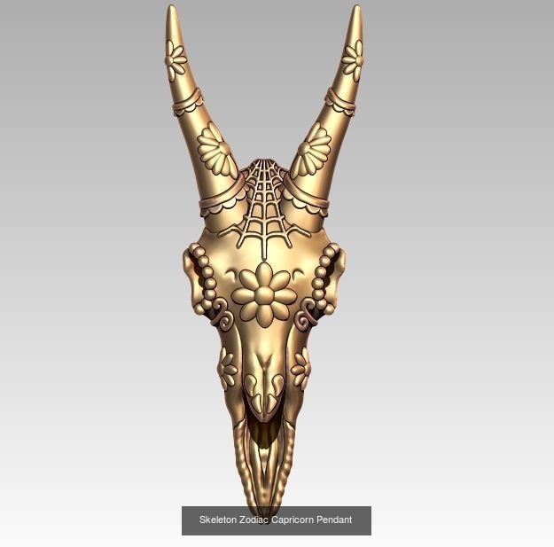 Horoscope Skeleton Pendant 3D Model Collection_4