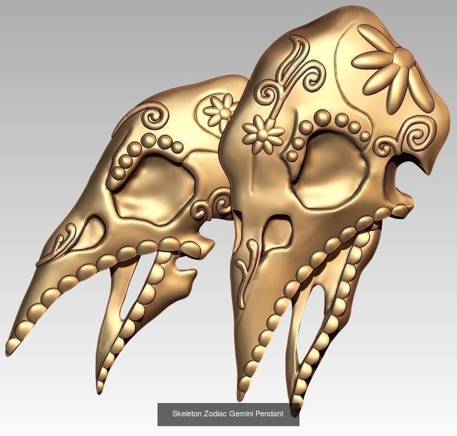 Horoscope Skeleton Pendant 3D Model Collection_5