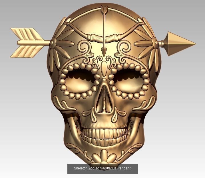 Horoscope Skeleton Pendant 3D Model Collection_12