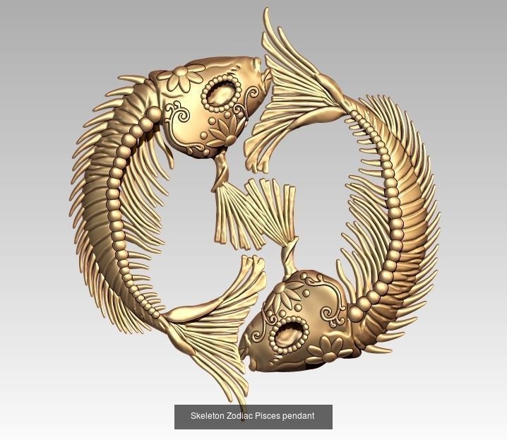 Horoscope Skeleton Pendant 3D Model Collection_11
