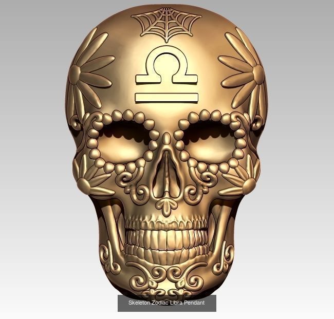 Horoscope Skeleton Pendant 3D Model Collection_8