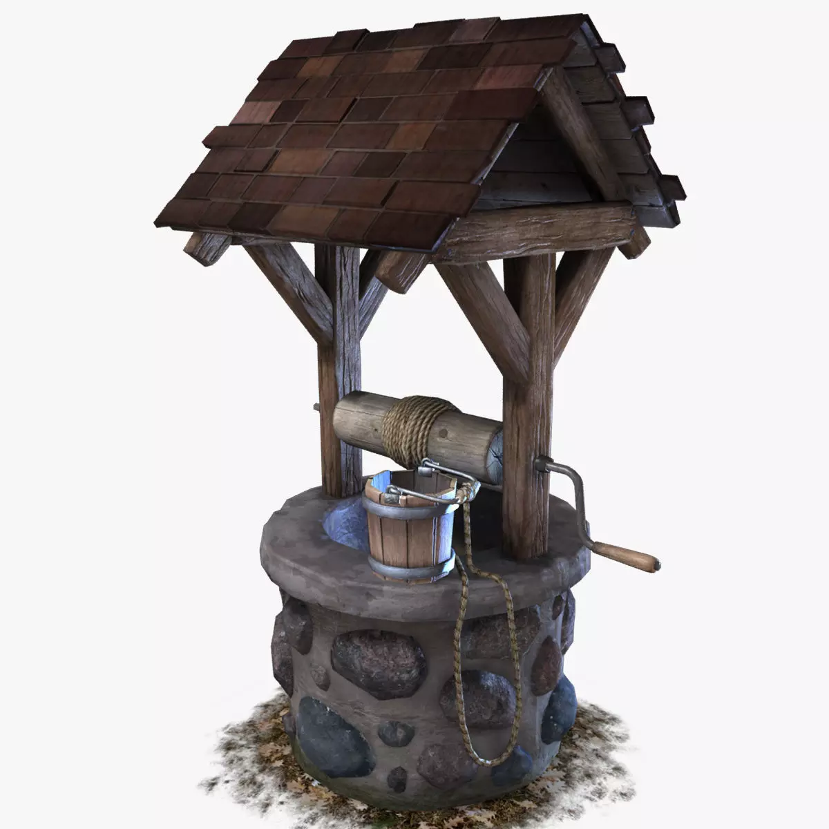 Water Well Low-poly 3D model_0