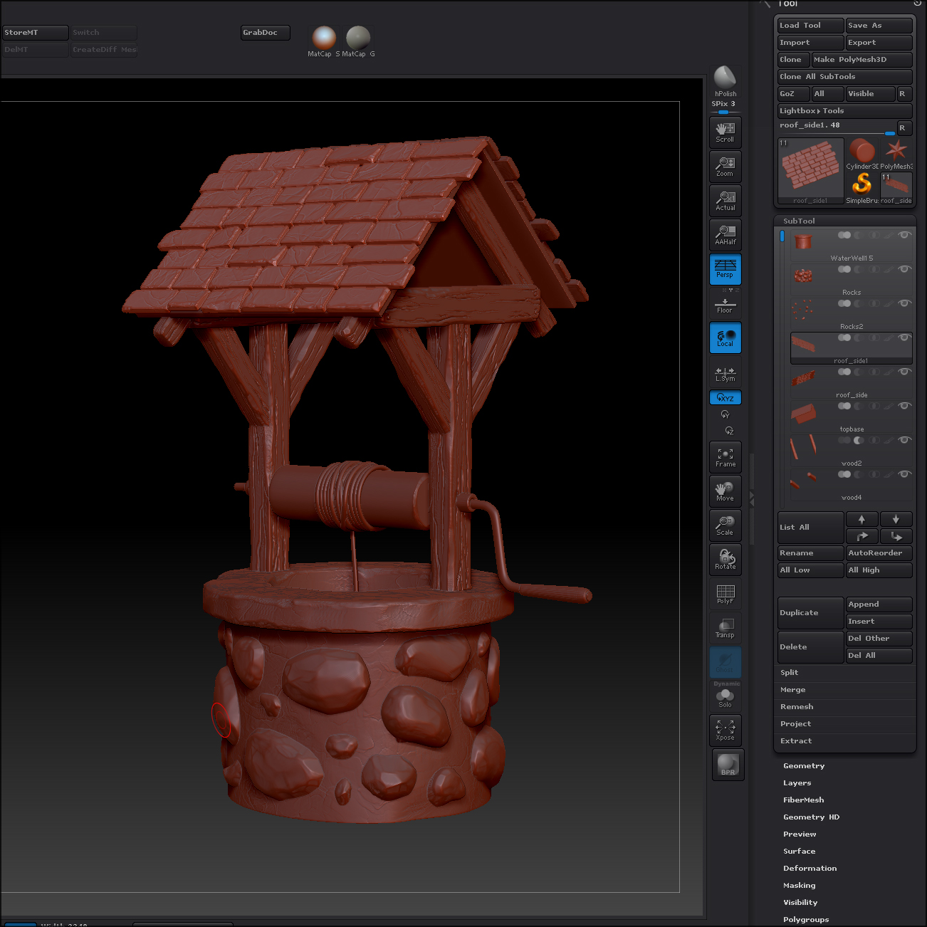 Water Well Low-poly 3D model_6