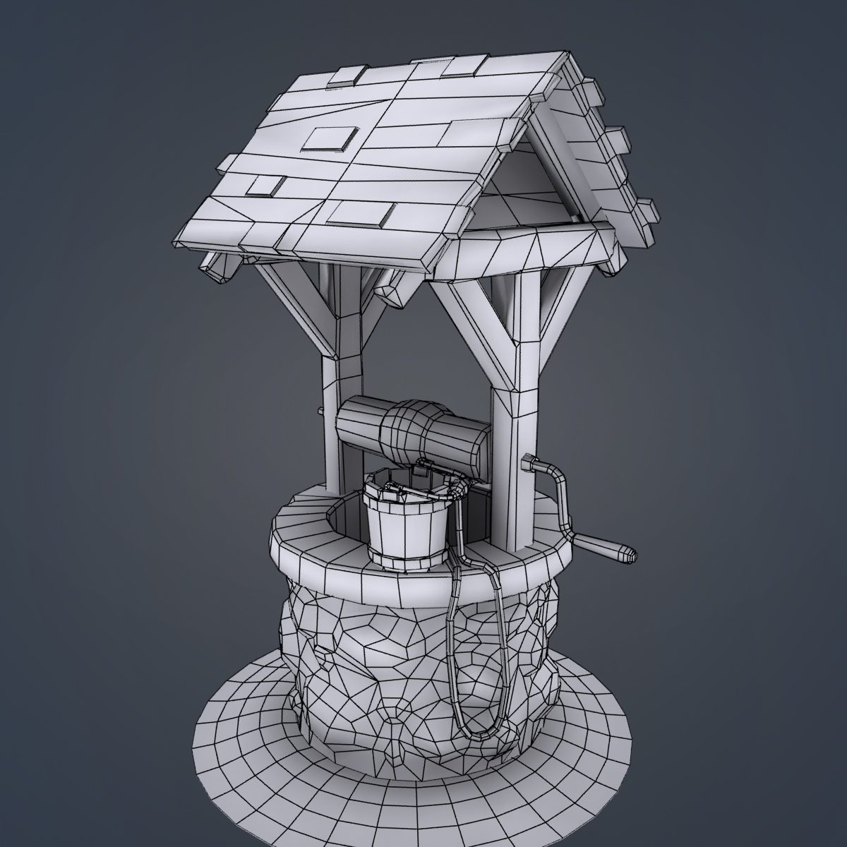Water Well Low-poly 3D model_3