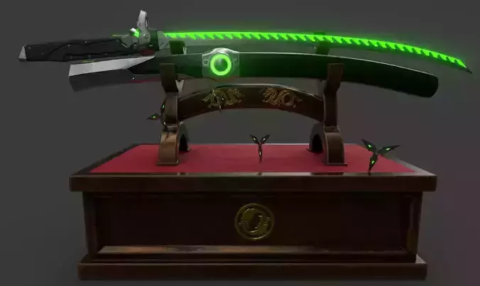 Overwatch Genji DragonBlade and Shurikens 3D model