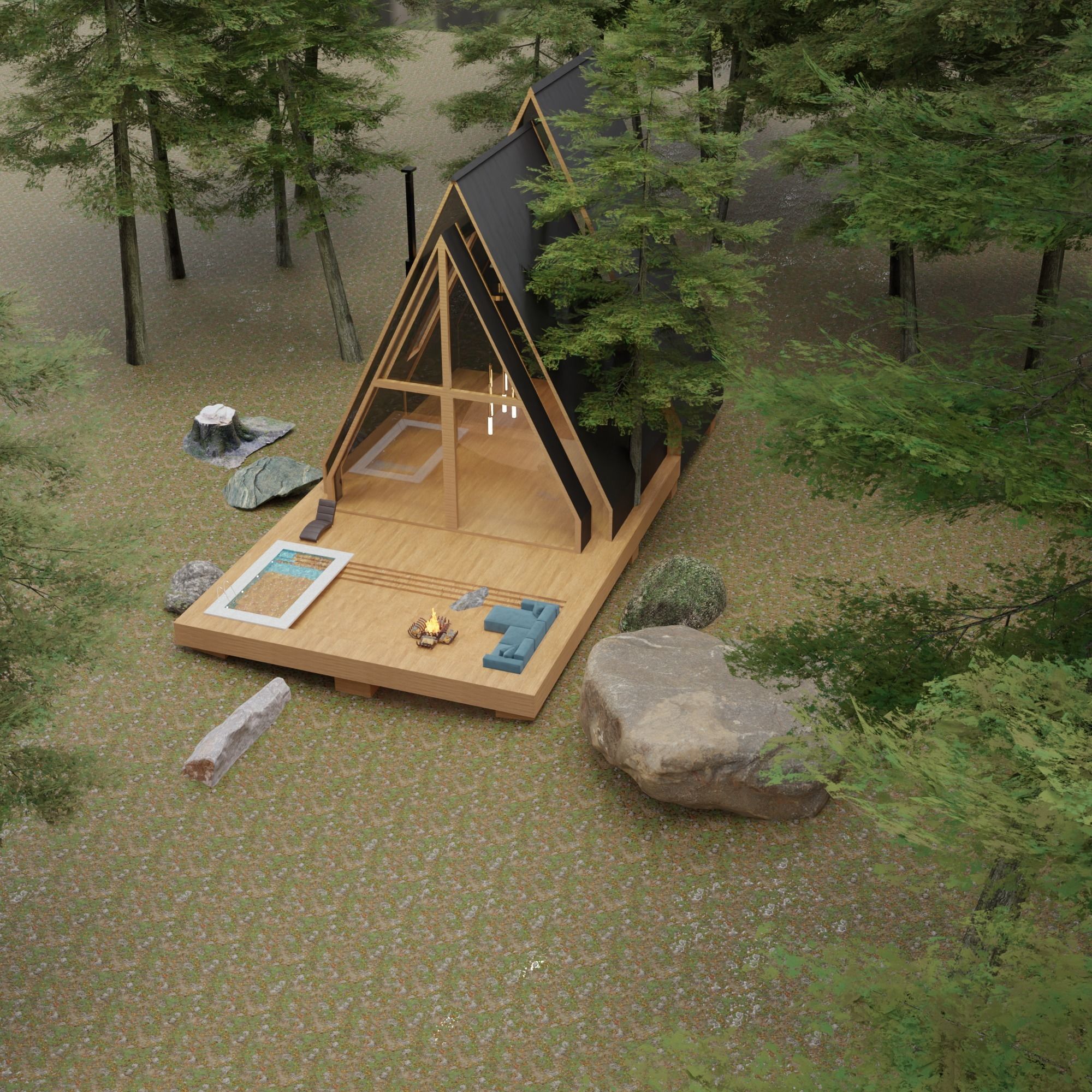 Dream house in forest 3d model 3D model_1