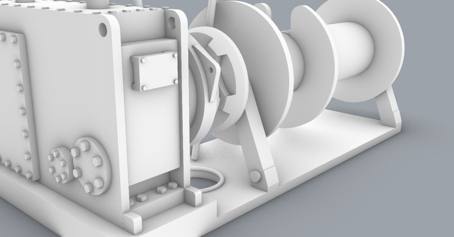 Front Anchor Winch Low-poly 3D model_8