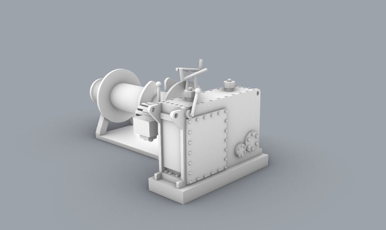Front Anchor Winch Low-poly 3D model_2