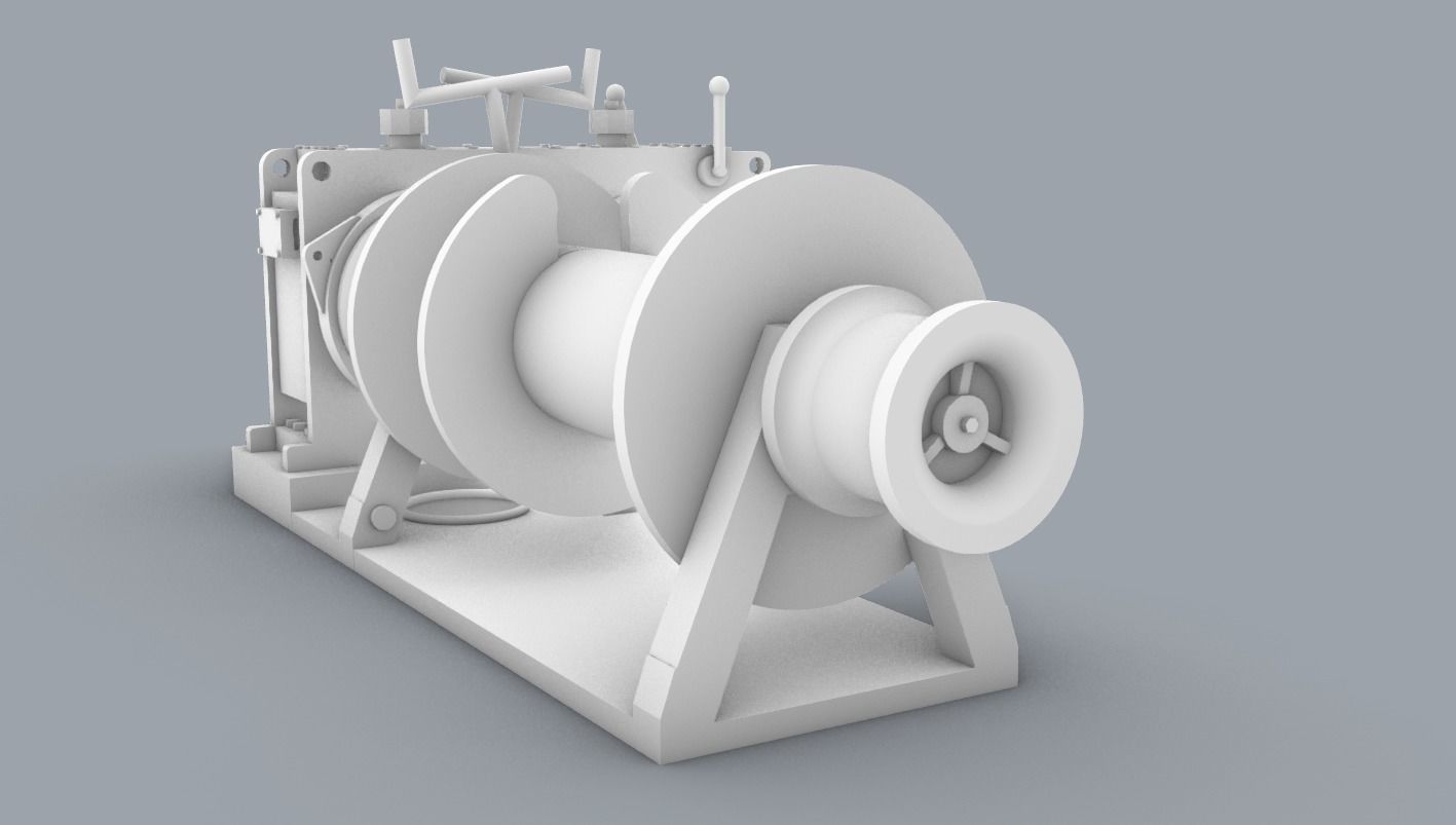 Front Anchor Winch Low-poly 3D model_4