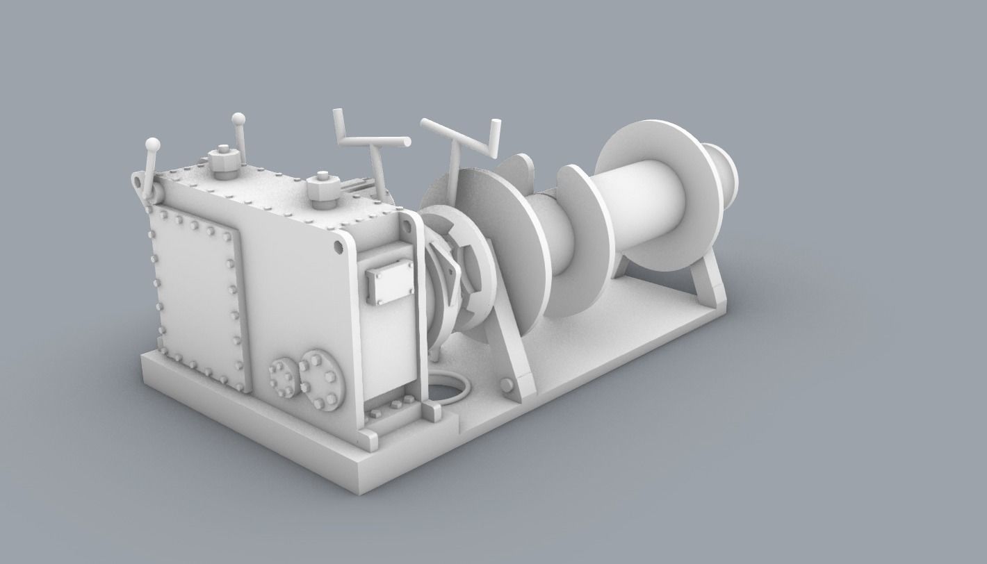 Front Anchor Winch Low-poly 3D model_3