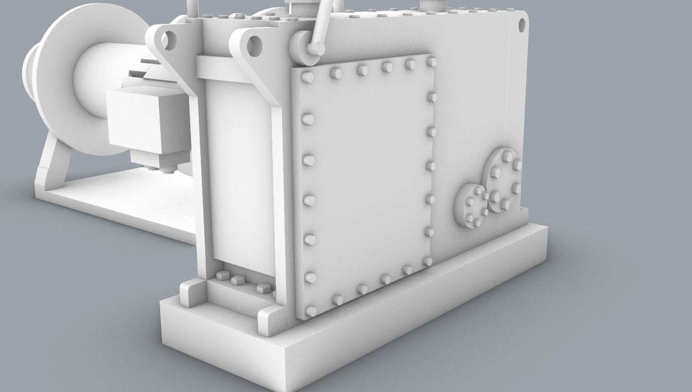 Front Anchor Winch Low-poly 3D model_7