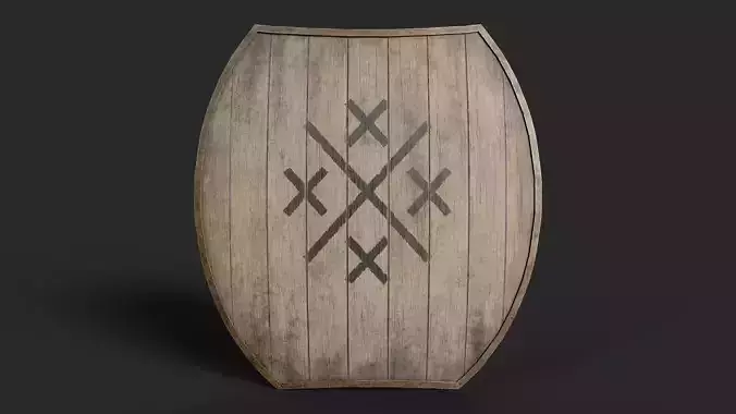 Slavic hybrid shield-painted black crosses symbol Low-poly 3D model