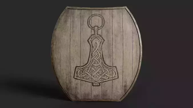 Slavic hybrid shield-painted black Thor symbol Low-poly 3D model
