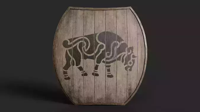 Slavic hybrid shield-painted black bull symbol Low-poly 3D model