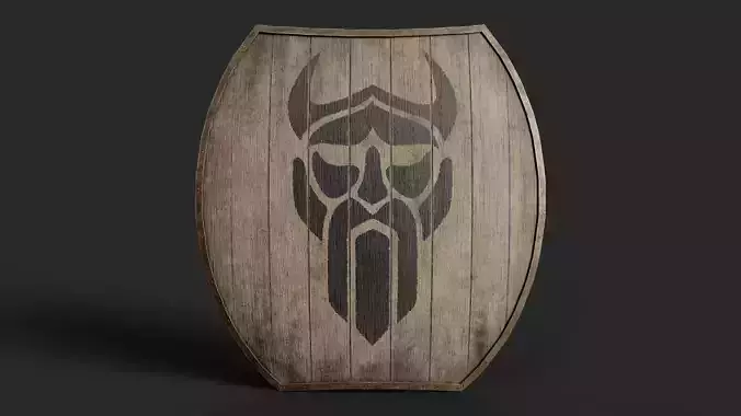 Slavic hybrid shield-painted black God symbol Low-poly 3D model