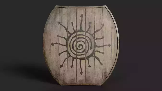 Slavic hybrid shield-painted black Sun symbol Low-poly 3D model