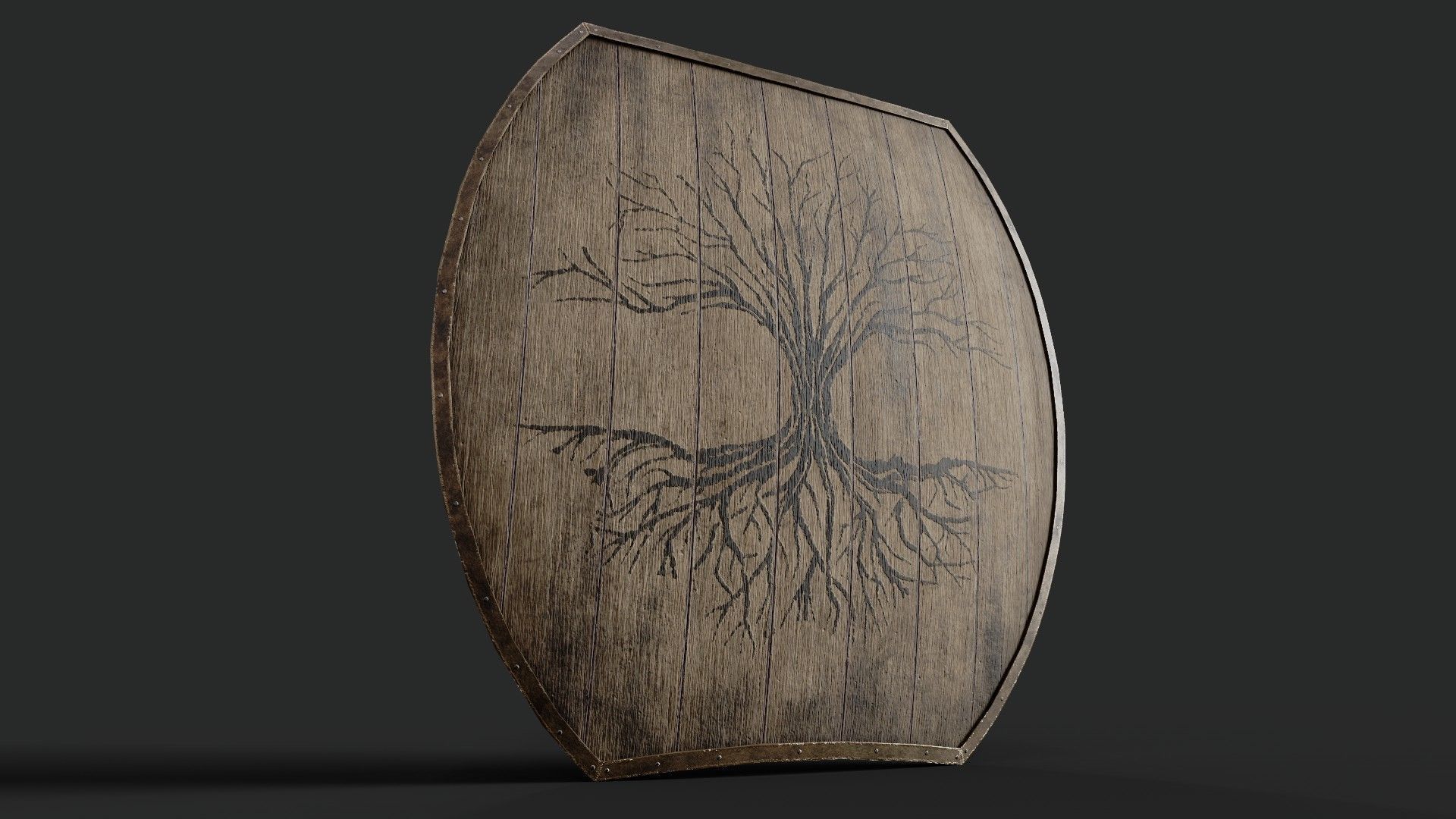 Slavic hybrid shield-painted black tree symbol Low-poly 3D model_4